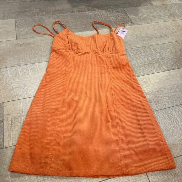 WILD FABLE JUNIOR WOMENS XS ORANGE CORDUROY JUMPER DRESS NEW - Picture 2 of 9